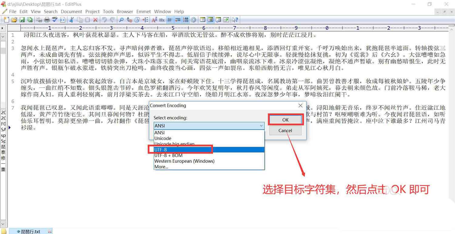 《EditPlus》修改文本编码字符集操作方法介绍