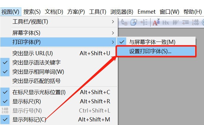 《EditPlus》设置打印文件字体操作方法介绍