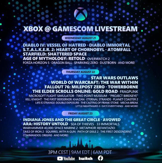 Xbox科隆展星光熠熠：《暗黑》系列新作亮相，与《潜行者2》、《星空》资料片共掀游戏风暴