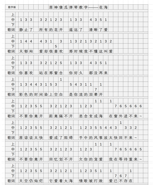 《原神》花海琴谱简谱相关图片一览