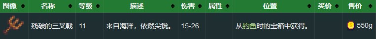《星露谷物语》残破的三叉戟属性详解